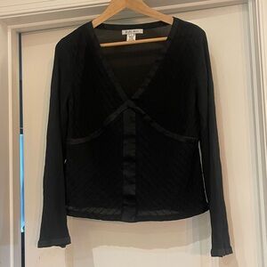 Vintage 100% Silk Nine West Black V-Neck Blouse